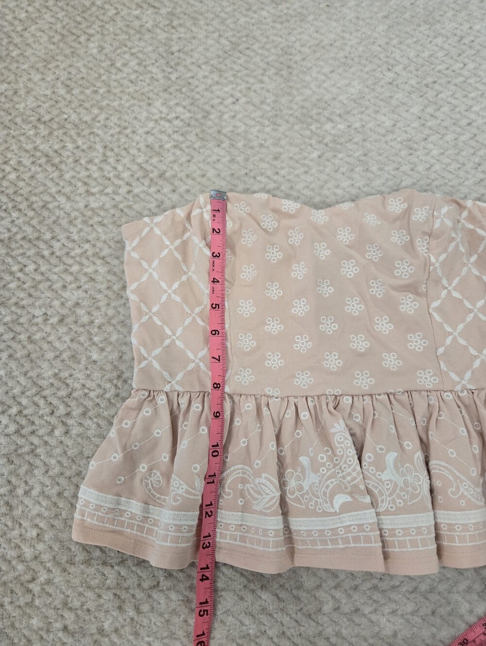Express Strapless Peplum Tube Top Blush Pink Embroidered Boho Medium - Picture 5 of 9